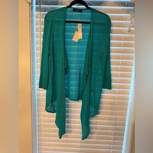 august silk Dark Aqua / Teal color Open-Front Lightweight Cardigan